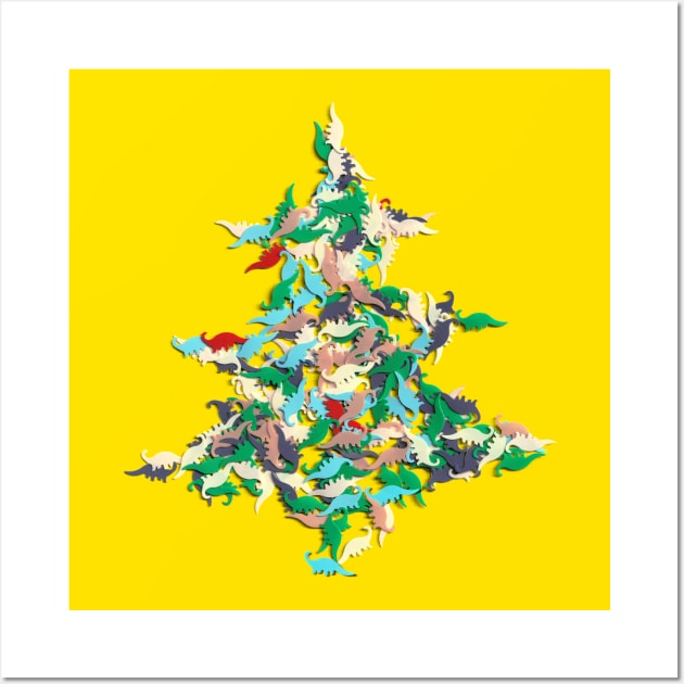 DIN OH Christmas tree - dinosaur Confetti Christmas Tree Wall Art by heyK